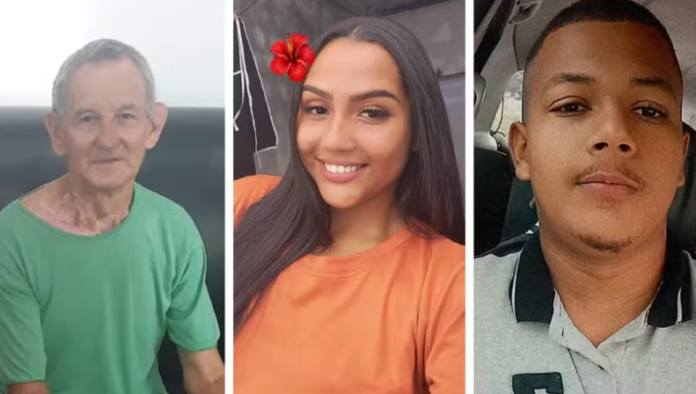 Matosalem de Carvalho Lopes, de 78 anos; Gabriele Marques de Araújo, de 16 anos; Vinicius Nascimento da Silva, de 22 anos — Foto: Divulgação/montagem g1